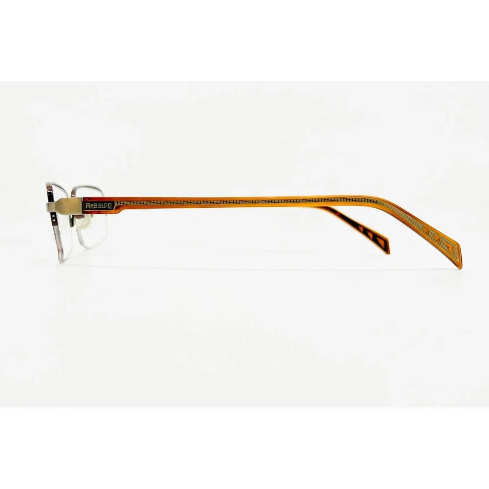 Rebelde Eyeglasses Men Brown New Semi Rimless Rectangle 52-18-140